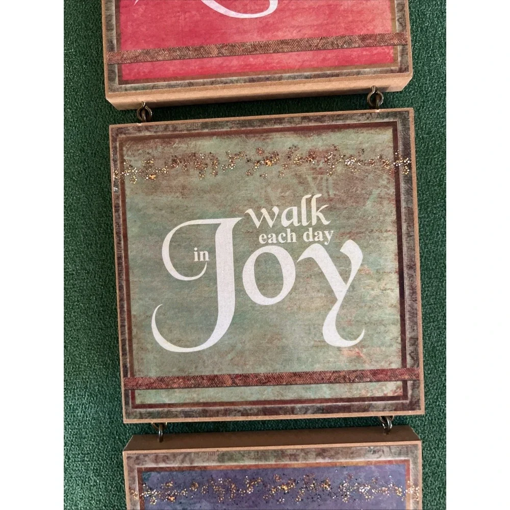 Wall Hanging Decor Wood Sign Plague Love Joy Peace Inspirational Message USA 14